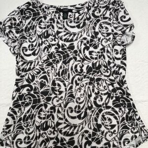 Alfani petite knit black and white t-shirt